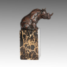 Animal Bronze Sculpture Rhinoceros Carving Brass Statue Tpal-279